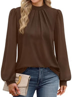 Plus Size Clothes Long Sleeve Shirts Womens Early Fall Fashion Must Haves 2026 Clothing Work School Outfits Tops Teachers Trendy Blouses Chocolate Brown Fall Clothes Essentials XL (03 - Brown / X-Large)