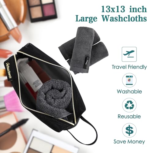 Wash Cloth 12 Ct (White & Grey / 13x13 inch-12 Pack)