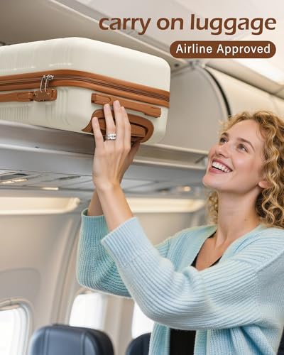 Luggage Sets with Spinner Wheels (3 piece set(BP) / WHITE-BROWN)