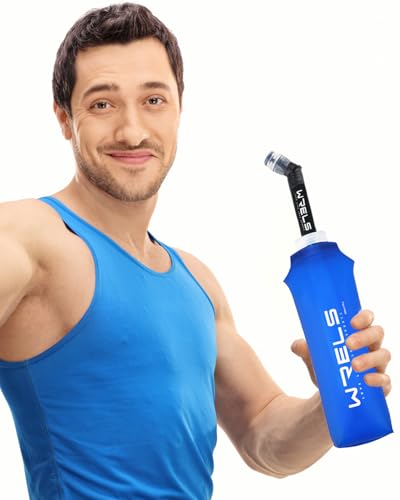 TPU Running Water Bottle with Straw for Hydration Vest Pack BPA (500ml Dark blue+straw)