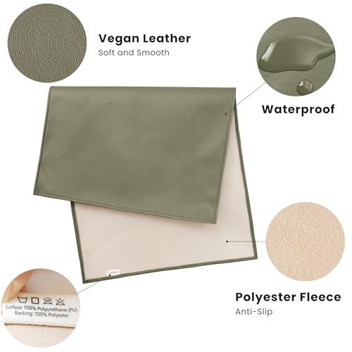 Faux Leather Waterproof Baby Changing Mat 2 Pack (Fog Green,Beige / Regular)