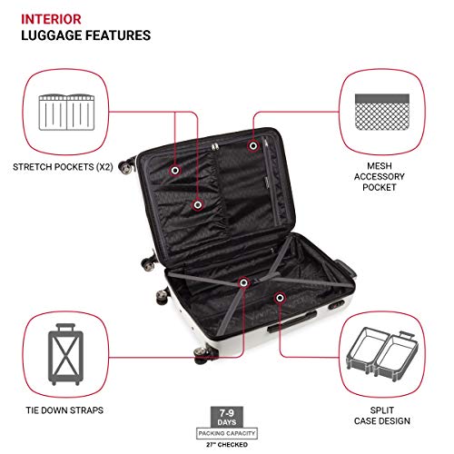 7272 Energie Expandable Hardside Luggage with Spinner Wheels and TSA Lock (Checked-Large 27-Inch / White)
