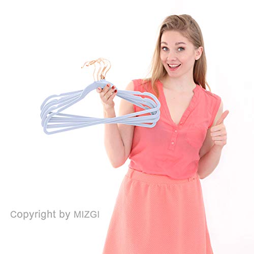 Velvet Hangers 50 Pack Non Slip Heavy Duty Light Blue Rose Gold Hooks (Light Blue/Rose Gold / 50-Pack)