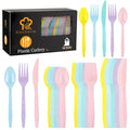 90 Pieces Pastel Plastic Cutlery Set (Macaron Color)