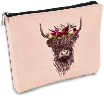 Cow Gifts for Cow Lovers, Cow Gift Western Small MakeUp Bag,Pink Cosmetic Bag,Gifts for Women Colleague Friend Teen Girls Coworkers,Birthday Christmas Makeup Bag Organizer Gifts for Women