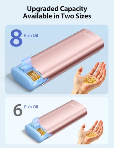 Large Metal AM PM Pill Organizer 7 Day (Rose Gold / Large - 26% More Capacity)