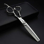 6/7-Inch Professional Hair Scissors Haircut Rose Pattern Hair Scissors Styling Tools Japanese Stainless Steel Scissor Set (6-inch -2pc-A) (6-inch -2pc-a)
