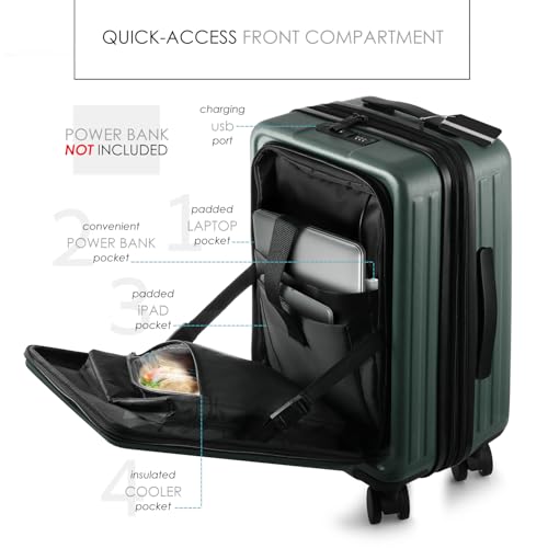 20 Inch Carry On Luggage 22x14x9 Airline Approved (Carry-on 20 Inch / Green)