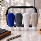 Travel Bottles for Toiletries (Blue-Black-White-Gray)
