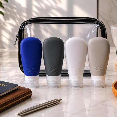 Travel Bottles for Toiletries (Blue-Black-White-Gray)