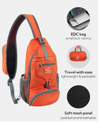 Packable Small Crossbody Sling Backpack Shoulder Chest Bag Daypack for Hiking Traveling (Orange)