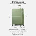 Expandable Large Checked Luggage (Bamboo Green / 28 Inch EXT)