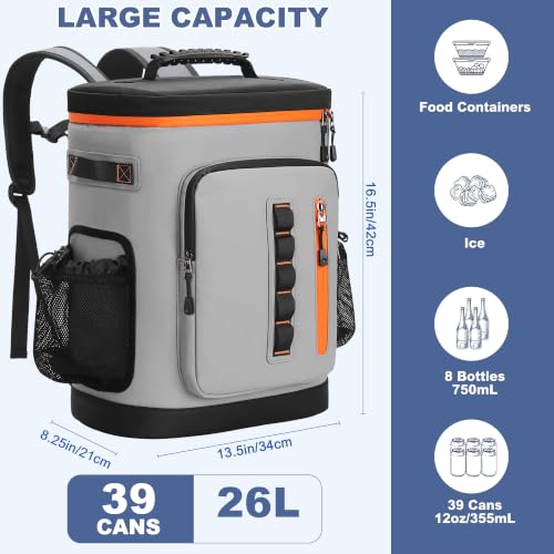 39 Can Insulated Backpack Cooler (Gray)