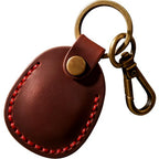Genuine Leather AirTag Holder Compatible with Apple AirTag 2nd Gen & 1st Gen (Red)
