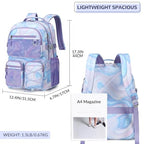 Multi Pocket Backpack for School College Travel (Purple Galaxy)