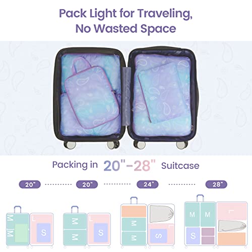 Compression Packing Cubes for Travel (07 Blue Purple Gradient / 5-Piece Set)