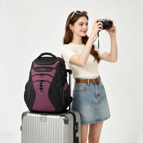 Laptop Backpack 17.3 Inch Computer Backpack for Men (Black/Burgundy / 17.3 inch)