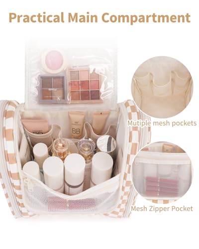 Large Hanging Travel Toiletry Bag for Women (C-Light Checkerboard-1 / Large)