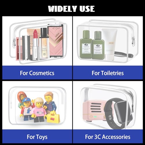 16 Pieces Small Clear Makeup Bag PVC Zippered Pouches (16pcs White S)