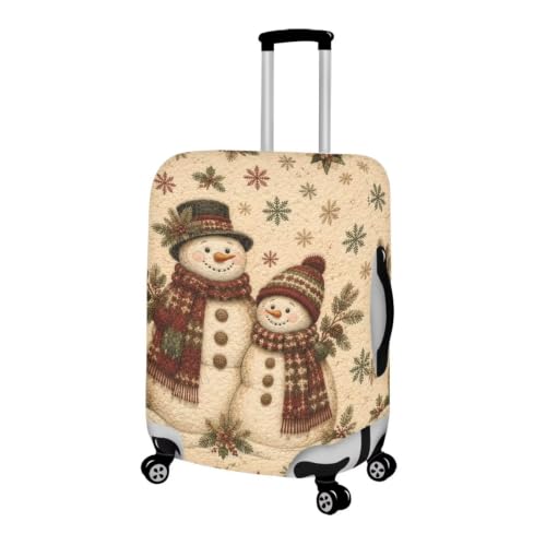 Christmas Luggage Cover Fit for 18 (L(for 26-29 inch luggage) / Vintage Snowman)