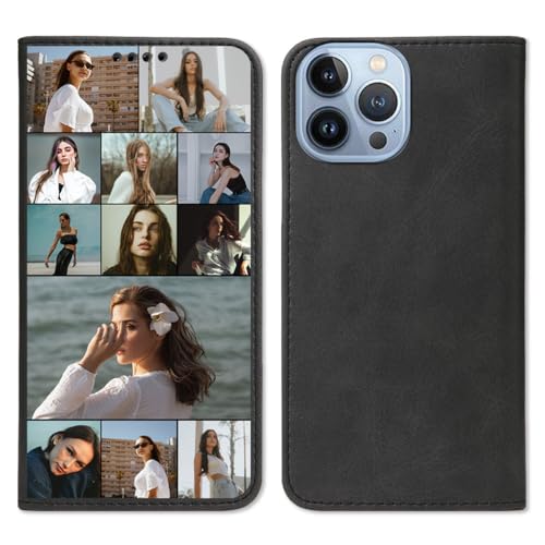 Personalized Gift Wallet Case Compatible with iPhone Air 17 16 15 Plus 14 13 Pro Max XS 12 11 Phone with Money Card Holder (Black-K)