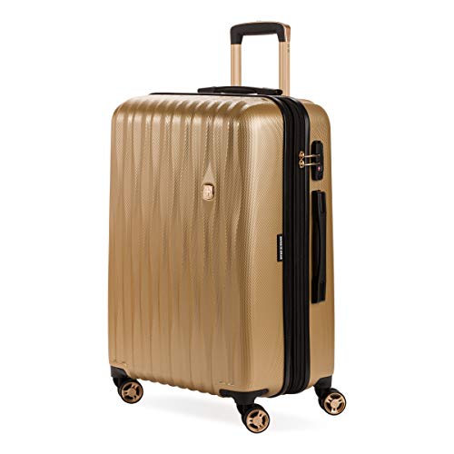 7272 Energie Expandable Hardside Luggage with Spinner Wheels and TSA Lock (Checked-Medium 24-Inch / Gold)