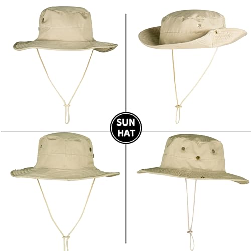 Sun Hats for Men Women Safari Hat Foldable Fishing Hat UPF 50+ Bucket Hat (1pack-beigesleeves)