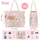Waterproof Beach Tote Pool Bags for Women Ladies Extra Large Gym Tote Carry On Bag With Wet Compartment for Weekender Travel (Beige Flowers)