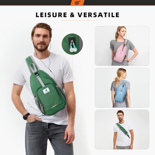 Sling Bag RFID Crossbody Sling Backpack Cross Body Shoulder Bag Travel Hiking Daypack for Women Men (Lightblue)