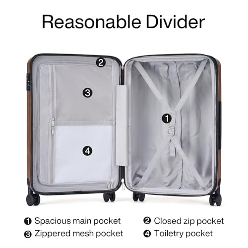 20 Inch Expandable Carry on Luggage 22x14x9 Airline Approved (20 Inch EXT / Brown)