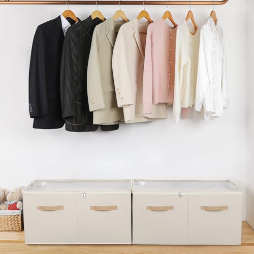 Shoe Organizer for Closet 2 Pack (Beige-2Pack / Extra Large(26.5''L x 16.54''W x 13.5''H))