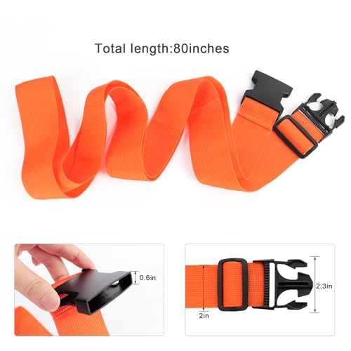 80In Luggage Straps for Suitcase Travel Belt Accessories (2Pcs Orange / 80 In Fix)