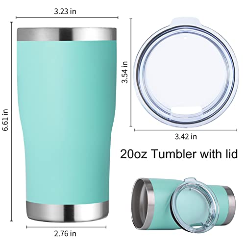 20oz Tumbler with Lid Stainless Steel Tumblers Bulk (Light Blue / 12 count)