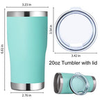 20oz Tumbler with Lid Stainless Steel Tumblers Bulk (Light Blue / 12 count)