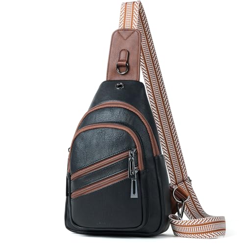 7L Crossboydy Sling Bag for Women Vegan Leather Crossbody Purse Fanny Pack Chest Bag for Travel (7L / 7l-black Brown)