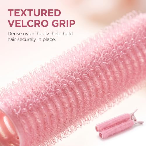 4Pcs Pink Hair Rollers with Clip