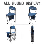 Extra Large Quick Folding Tripod Stool with Backrest Fishing Camping Chair with Carry Strap (Blue)