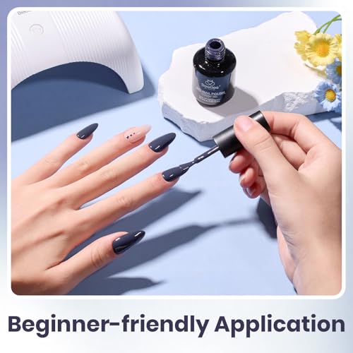 Beetles Dark Grey Gel Polish (N - Creme Grey | Crown Blue)