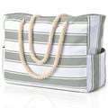 Beach Bags for Women Large Waterproof Beach Tote Bag Zipper Beach Bags Waterproof Sandproof Swim Pool Bag Large Tote (Light Grey Stripe)