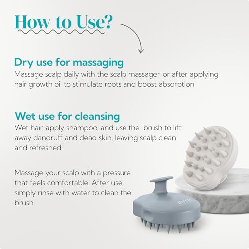 2 Pack Large Scalp Massager Scrubber Shampoo Brush for Hair Growth (New Grey & Beige)