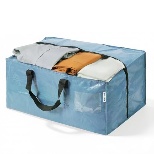 1 Pack Extra Large Moving Bags with Backpack Straps & Handles (Dusty Blue / 1 Pack)