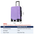 Carry On Luggage 22x14x9 Airline Approved with TSA Lock Hardshell Expandable 20 Inch Suitcase Carry On Suitcase with Wheels Small Travel Rolling Luggage with Cup Holder for Women Lt Purple (Lt Purple / Expandable Carry-On 20-Inch)