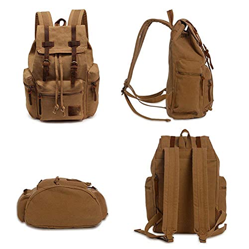 High Capacity Canvas Vintage Backpack (Medium / Khaki)
