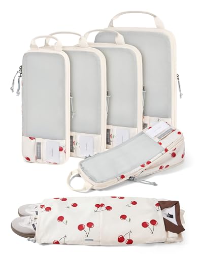 6 Set Compression Packing Cubes for Travel (Cherry Pop / Set of 6)