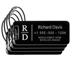 Personalized Luggage Tags for Suitcases 4 Pack (Keychain Black)