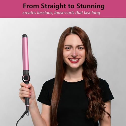 1.25 Inch Curling Wand for Long Hair (1 1/4" Pink&Black)