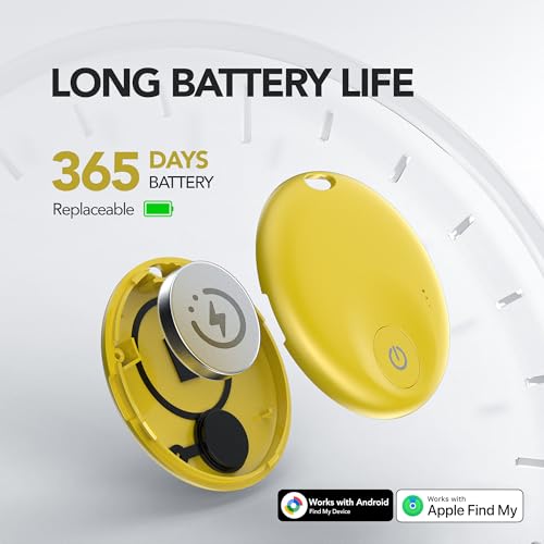 FindTag Duo Dual System Tracker for iOS or Android (Yellow-dual(1 Pack))