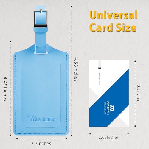 8 Pack Leather Luggage Tags for Suitcases Travel Tag (Light Blue)
