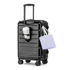 Carry On Luggage 22x14x9 Airline Approved Hardshell Carry On Suitcases with Wheels Travel Rolling 20 Inch Luggage with Cup Holder for Men Women (Black / Carry-On 22-Inch（non-expandable）)
