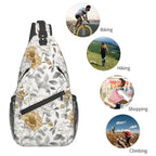 Sling Bag Rustic Flower Peony Floral Hiking Daypack Crossbody Shoulder Backpack Travel Chest Pack for Men Women (B0164)